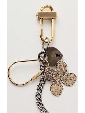 Charmed Strand Bag Charm Keychain with Heart Lock and Clover Sold Out